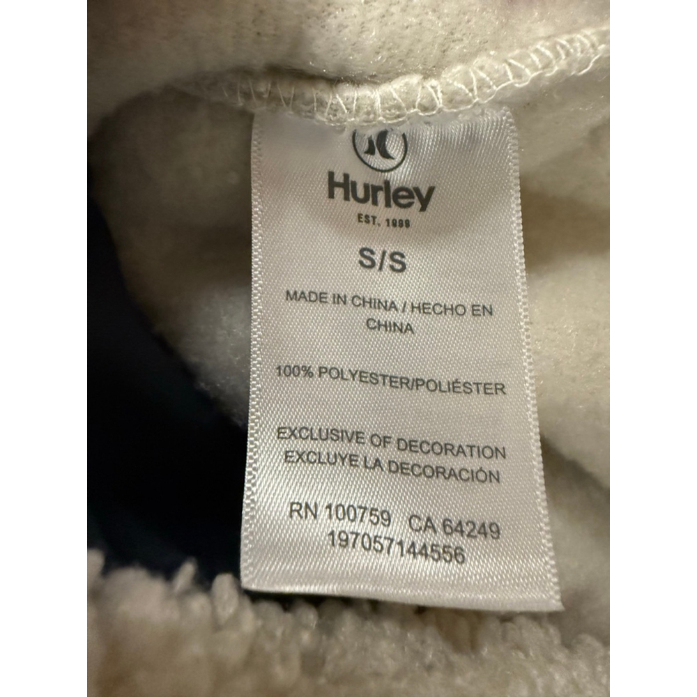 Hurley Men's Long Sleeve Half Zip Sherpa Anorak Hoodie Cream/Blue Sz S - Picture 8 of 8